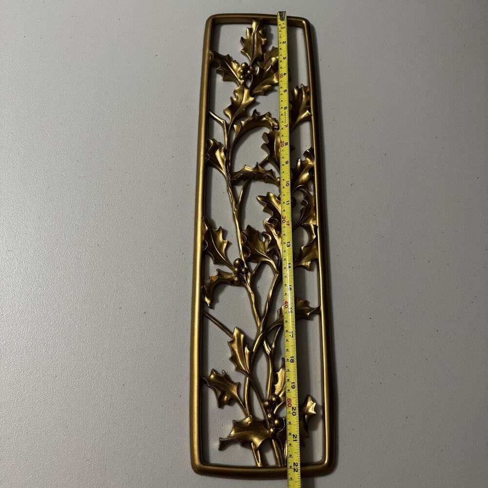 Vintage Christmas Dart Gold Holly Berries Wall Panel 1954 MCM Hollywood Regency - Picture 11 of 14